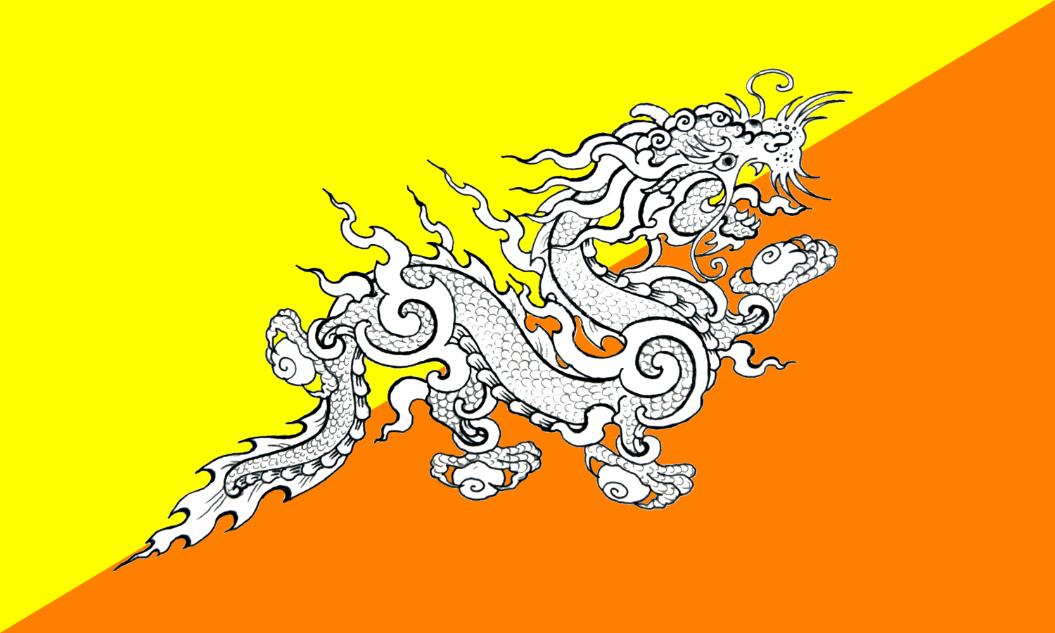 Флаг королевства бутан дракон